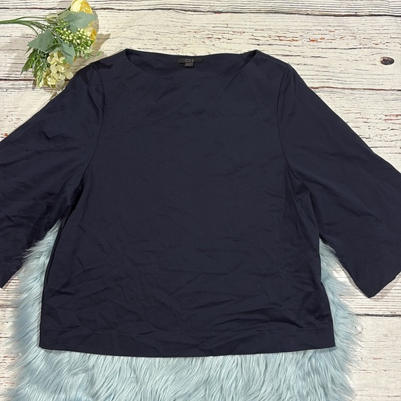 COS Navy Boxy 3/4 Sleeve Batwing Dolman Top - Picture 4 of 7